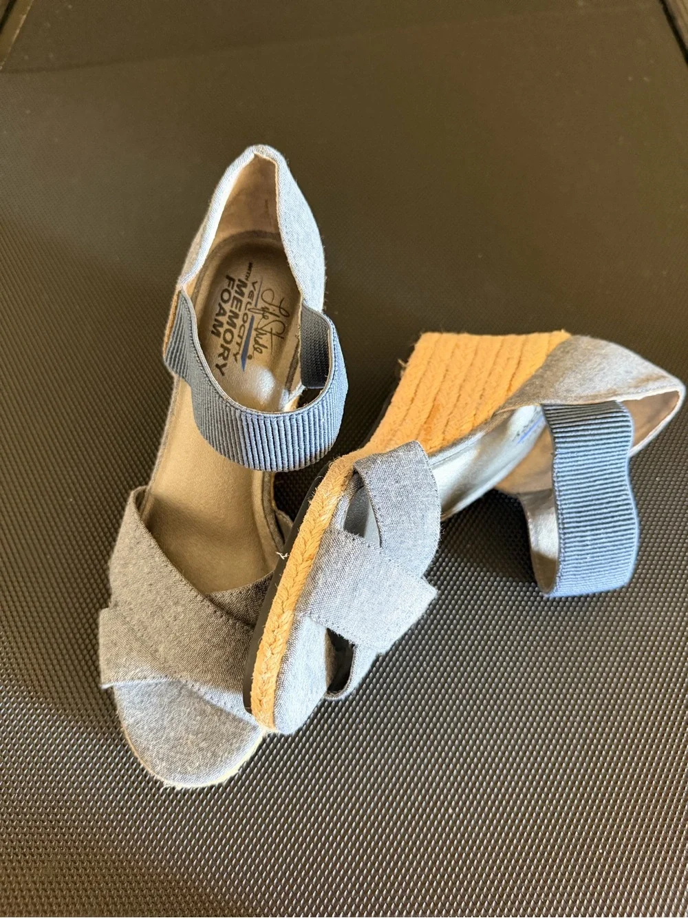 LifeStride Women's Denim Espadrille Wedge Sandals